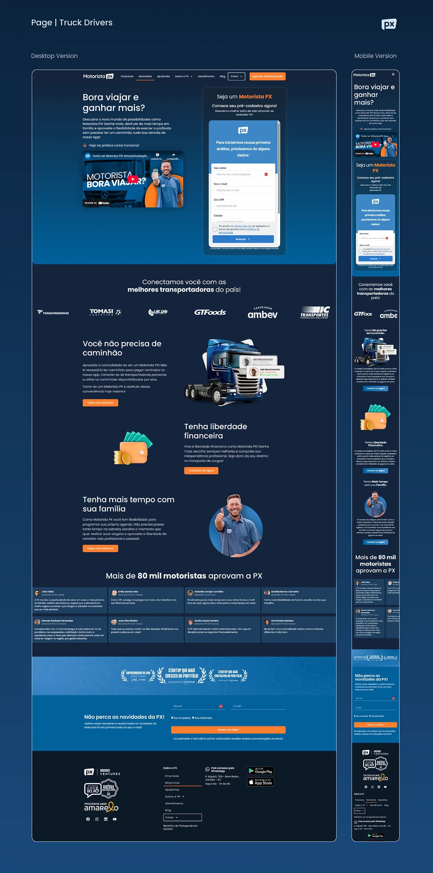 Motorista PX — Mobile Responsive Views